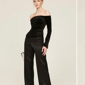 A.L.C. Black Off-Shoulder Wide Leg Jumpsuit